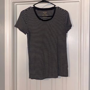 White and black striped women’s shirt size medium